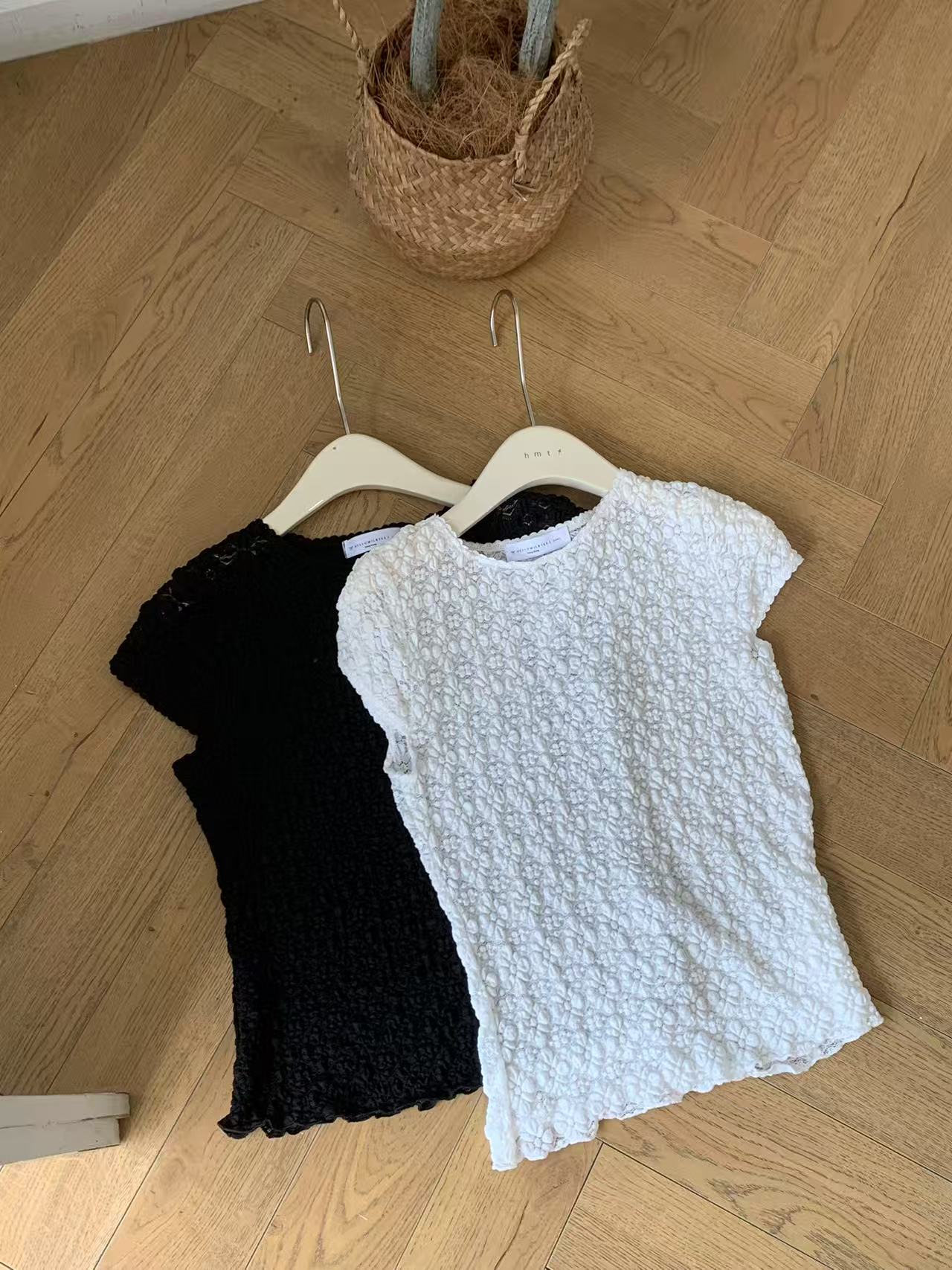 HELLO MILK TEE- 86929 短袖花邊衫