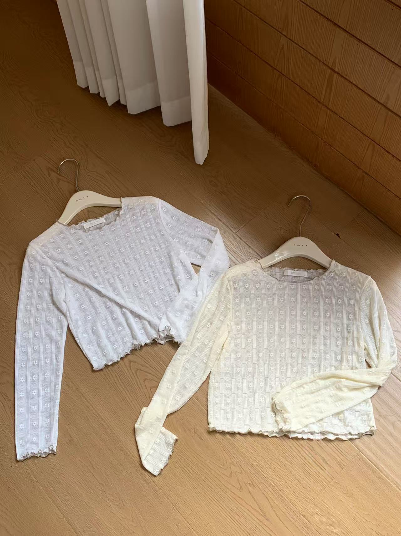 HELLO MILK TEE- 86934 木耳邊上衣