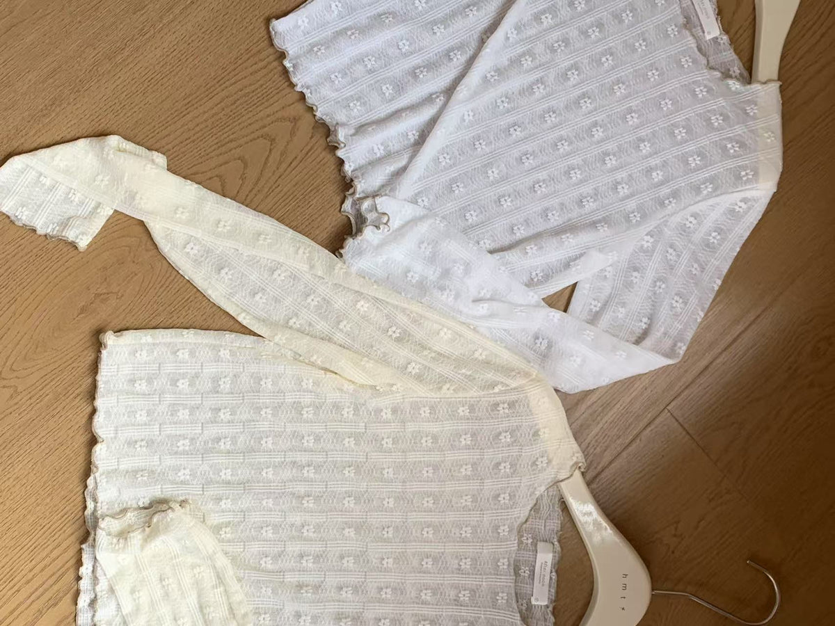 HELLO MILK TEE- 86934 木耳邊上衣