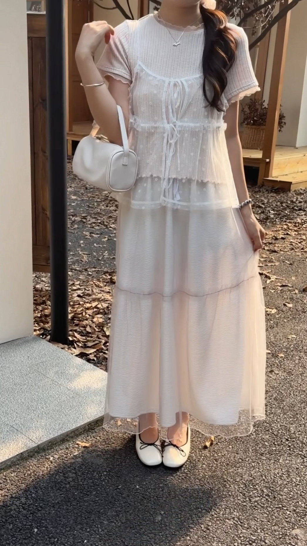 HELLO MILK TEE- 86874   網紗半裙