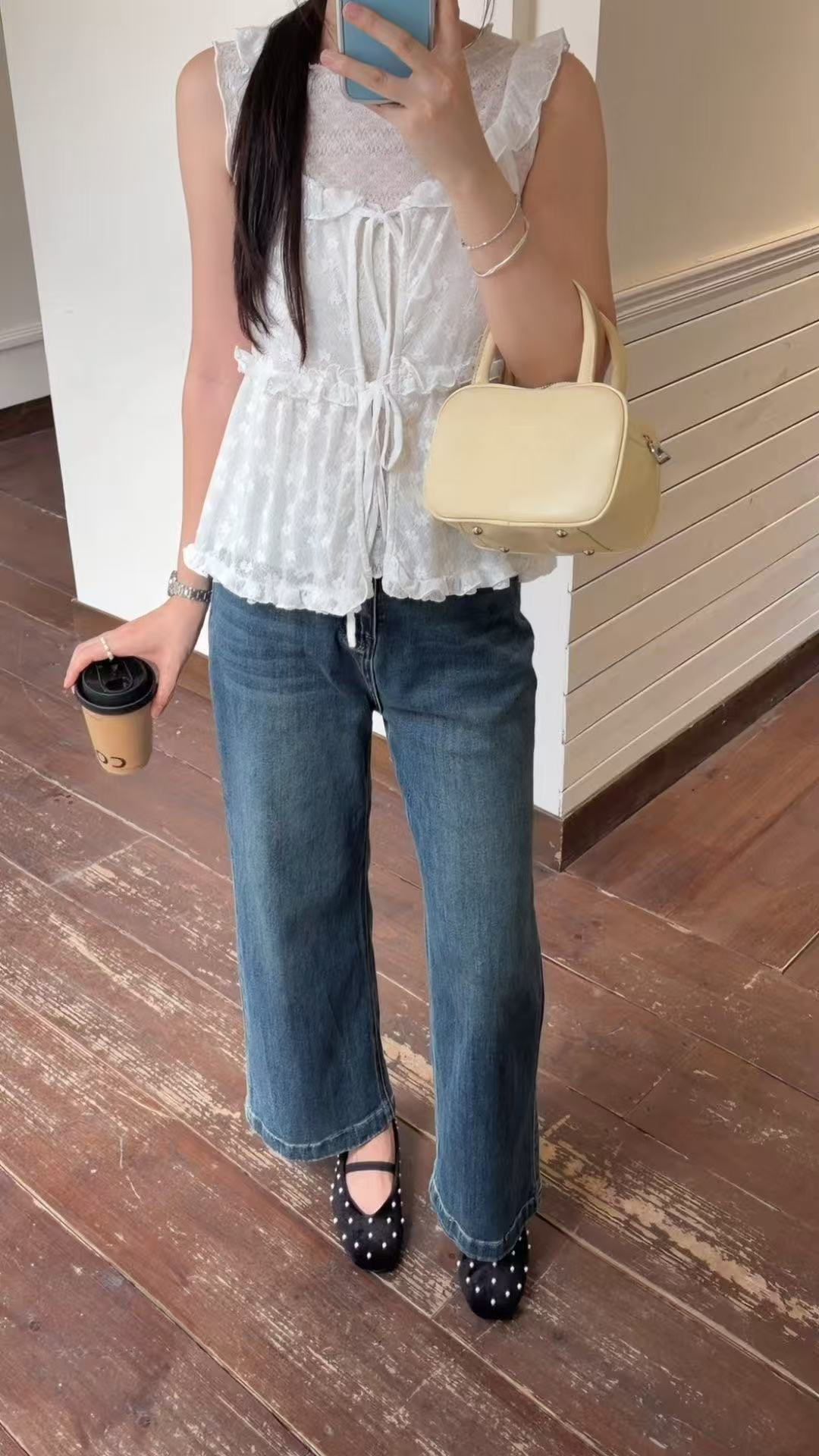 HELLO MILK TEE- 86825   直筒牛仔褲