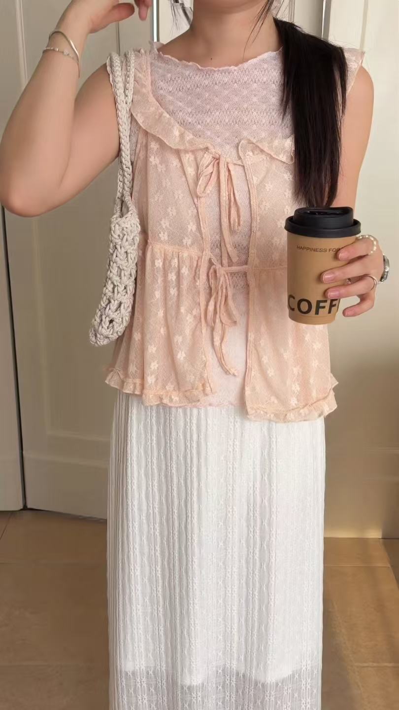 HELLO MILK TEE- 86776   波邊背心衫
