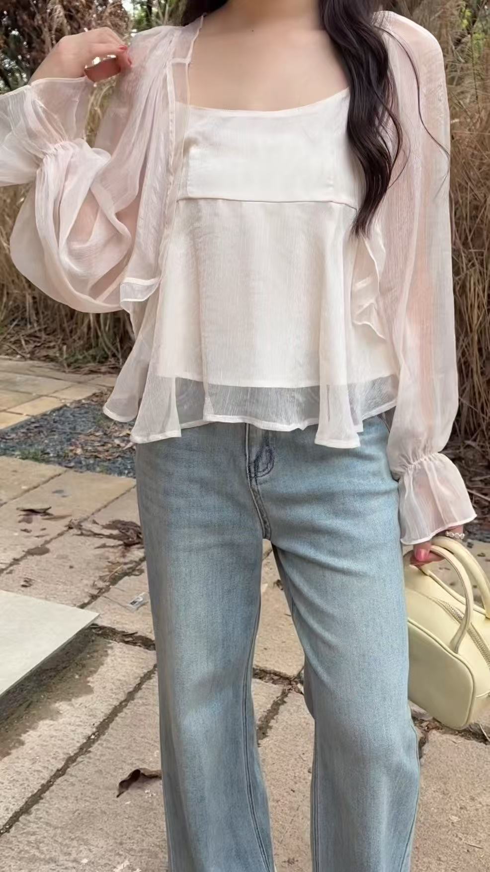 HELLO MILK TEE- 86843   法式兩件套