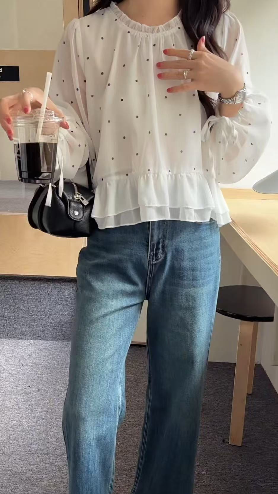 HELLO MILK TEE- 86897   波點小衫