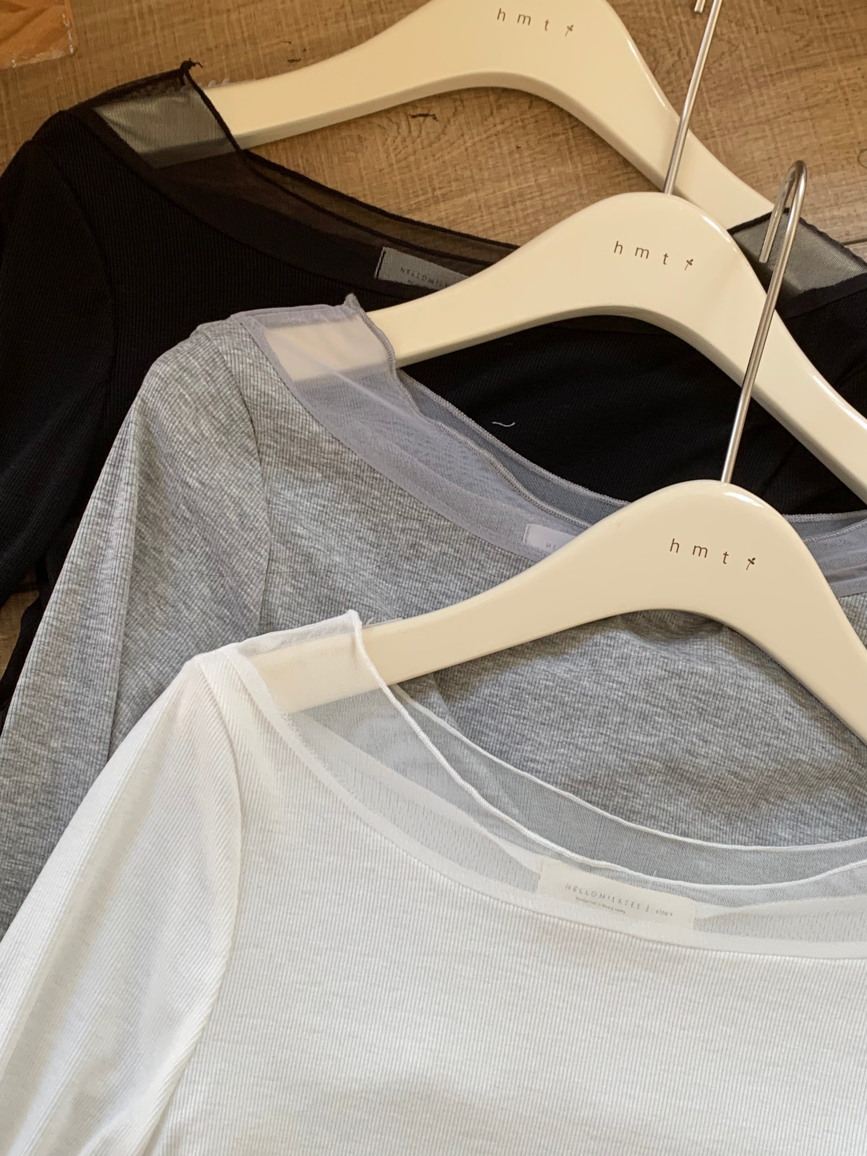 HELLO MILK TEE- 86961 網紗拼接衫