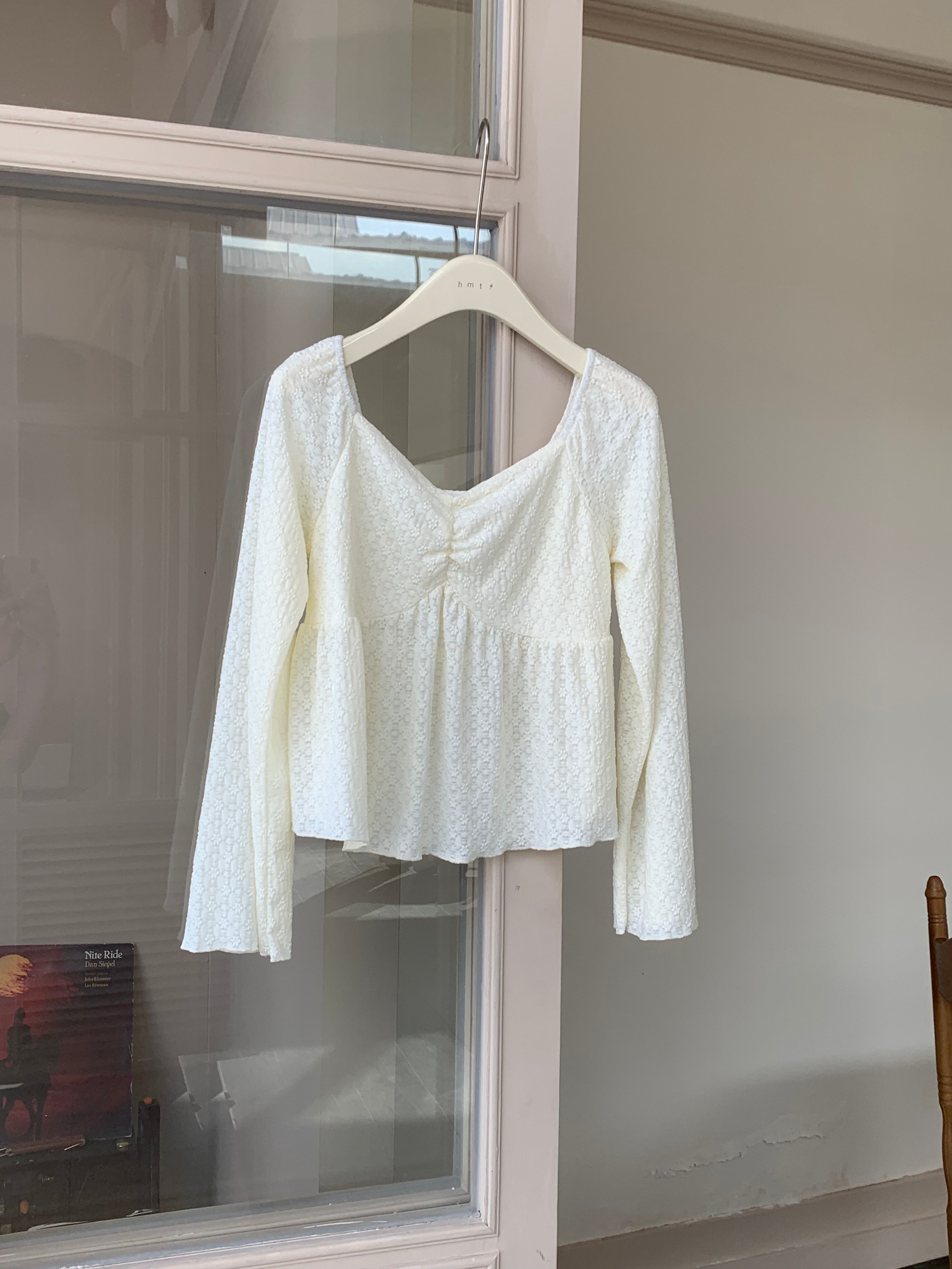 HELLO MILK TEE- 86990 提花長袖衫