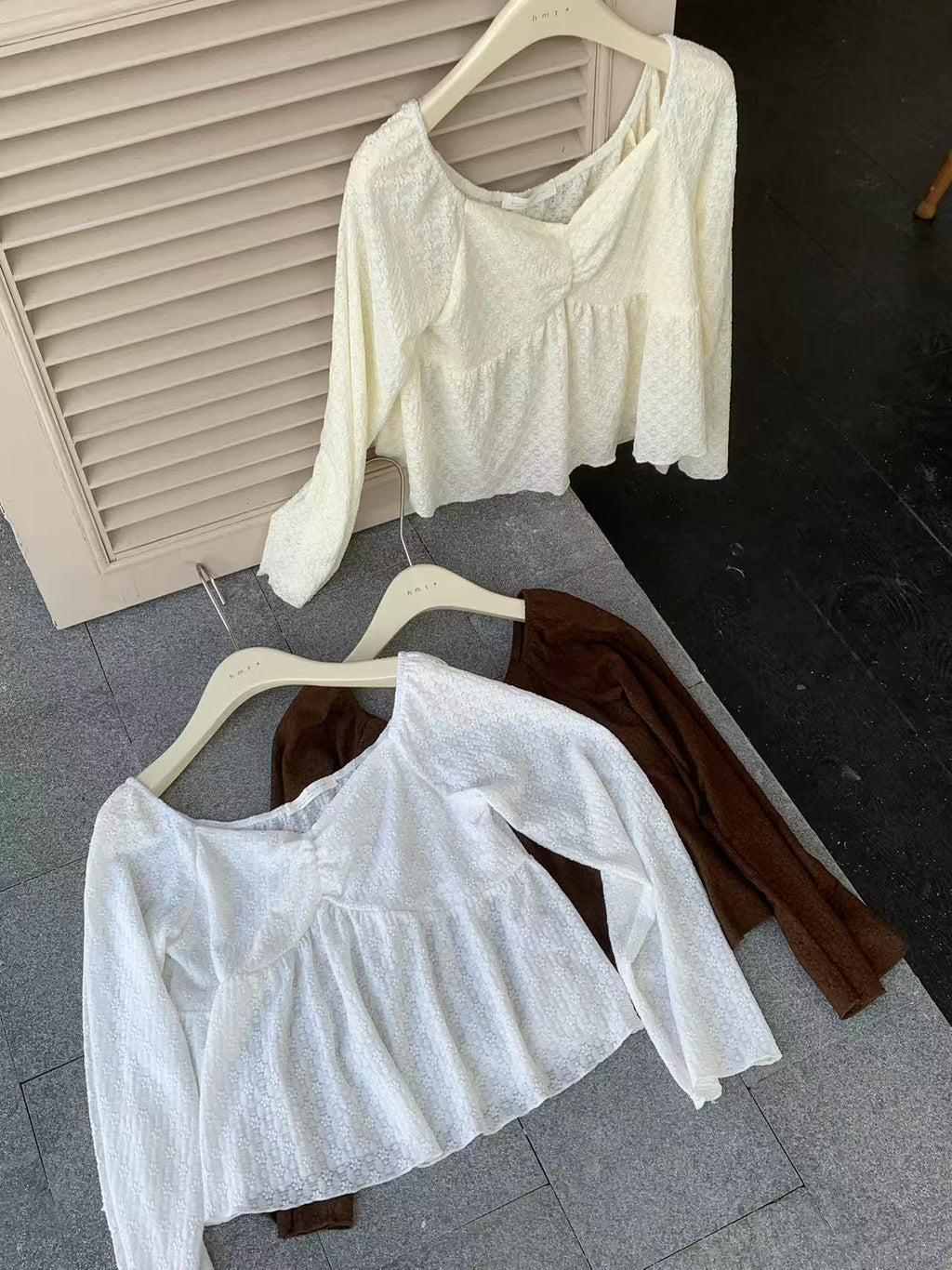 HELLO MILK TEE- 86990 提花長袖衫