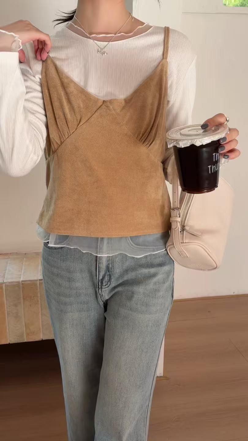 HELLO MILK TEE- 86926 吊帶上衣