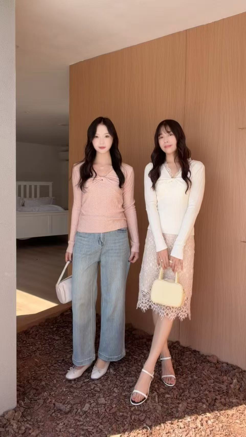 HELLO MILK TEE- 86943 蕾絲扭結衫