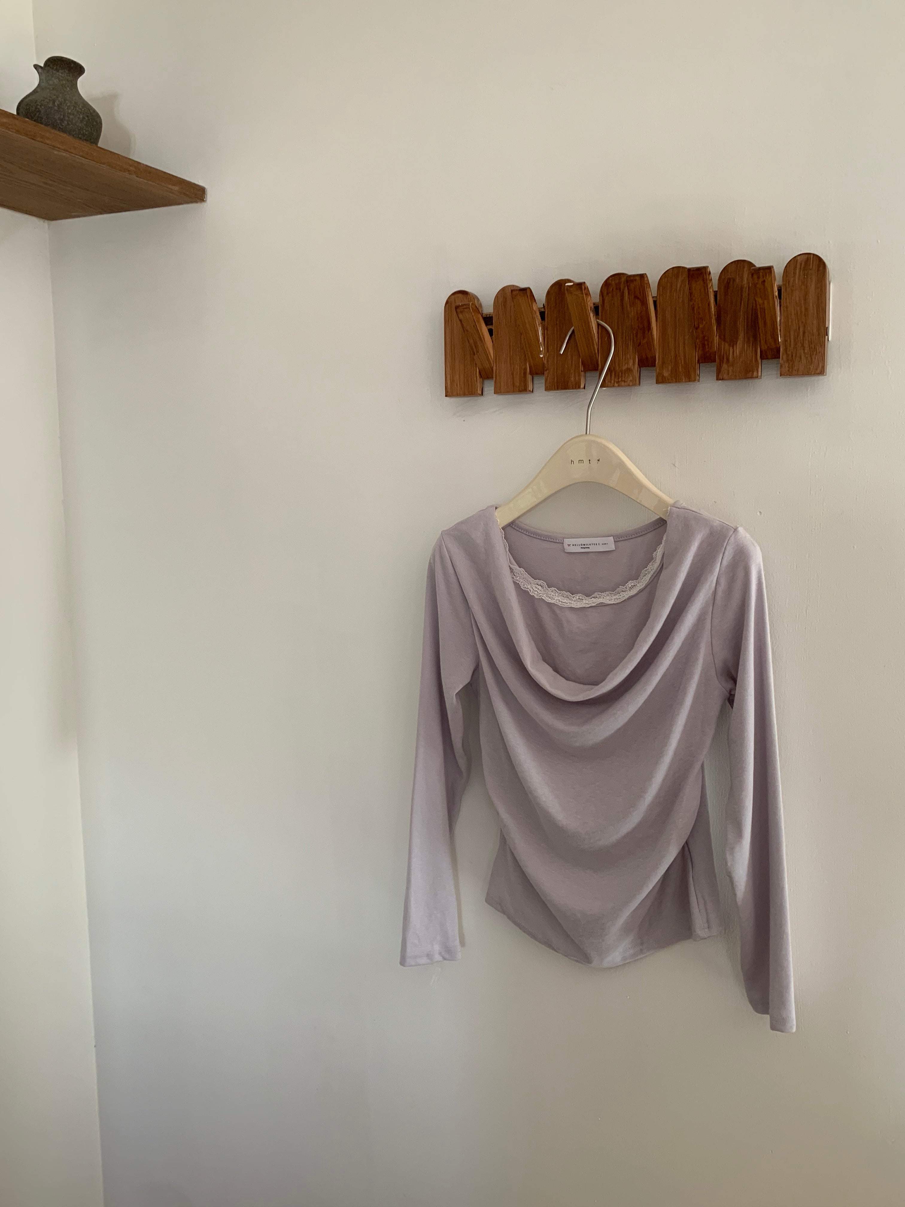 HELLO MILK TEE- 87037 蕾絲蕩領衫