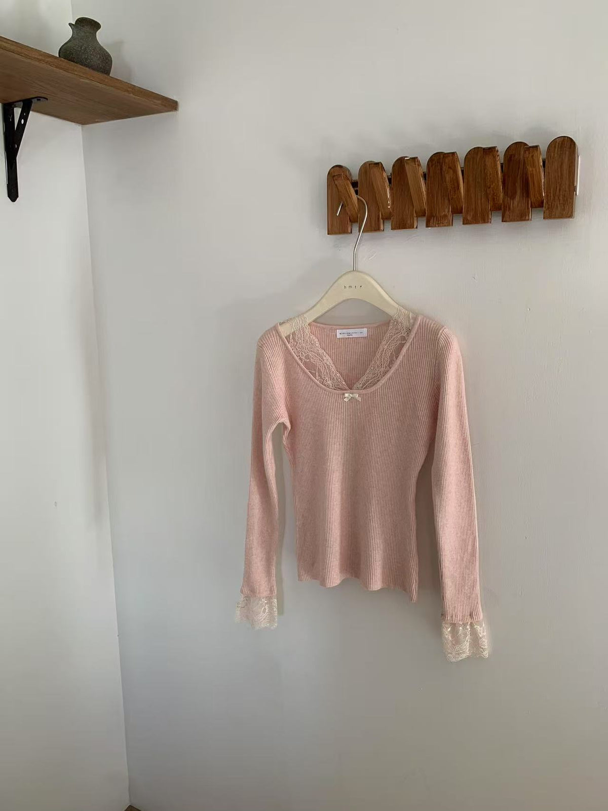 HELLO MILK TEE- 87007 蕾絲邊上衣