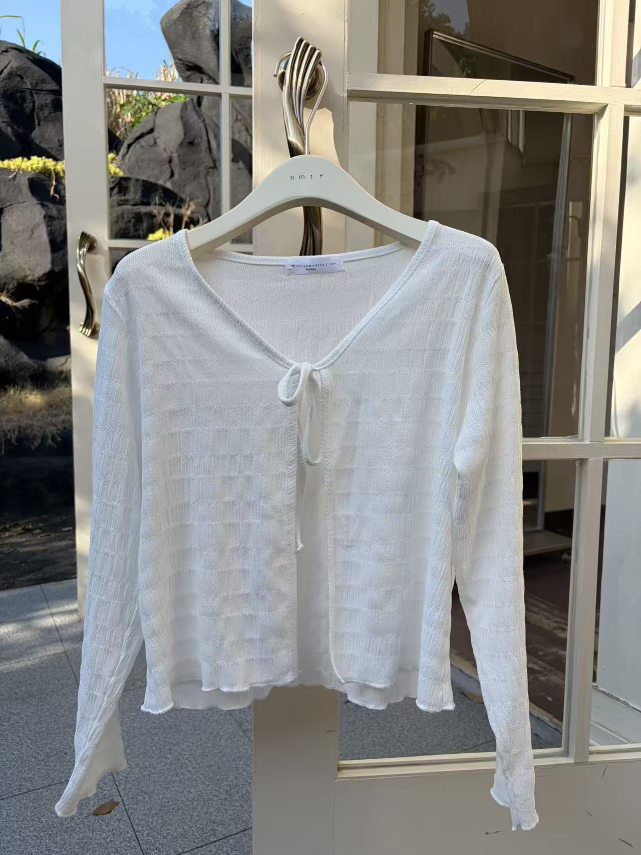 HELLO MILK TEE- 87039 綁帶開衫