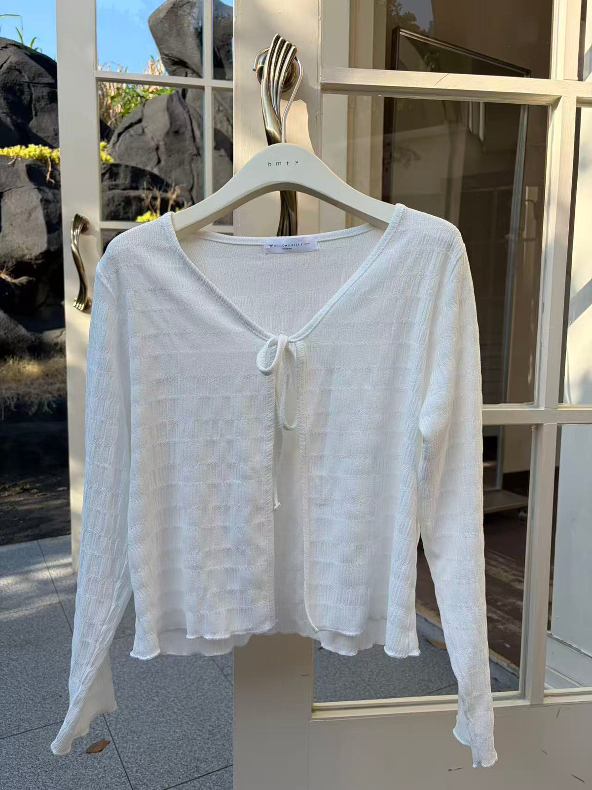 HELLO MILK TEE- 87039 綁帶開衫
