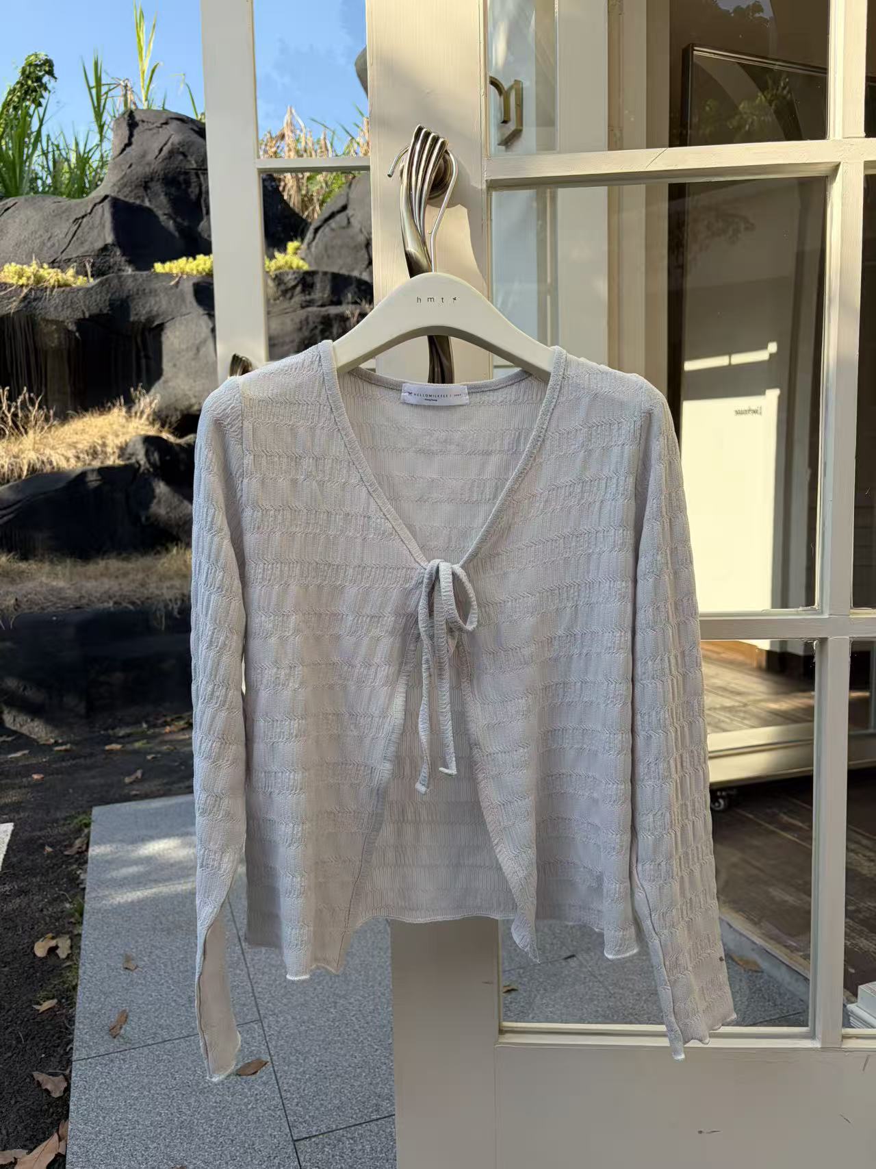 HELLO MILK TEE- 87039 綁帶開衫