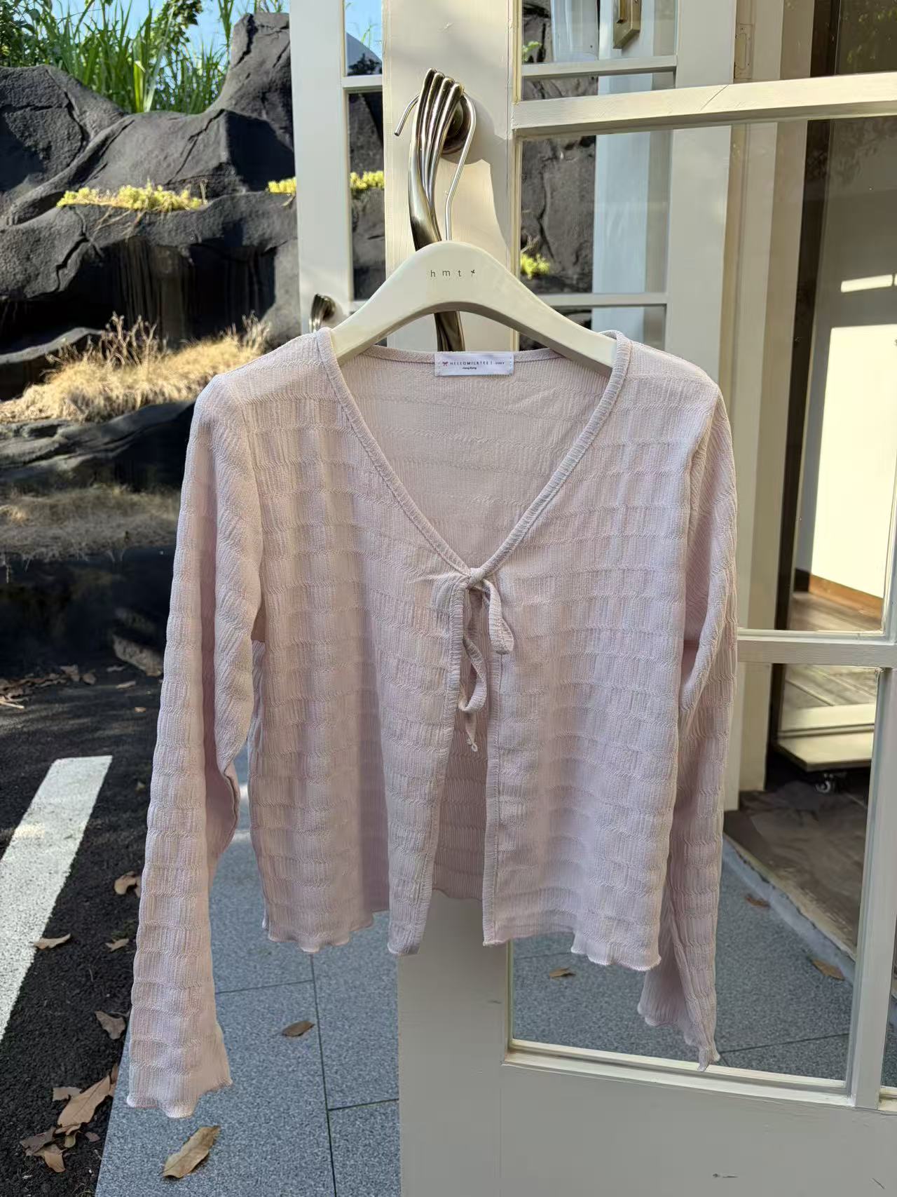 HELLO MILK TEE- 87039 綁帶開衫