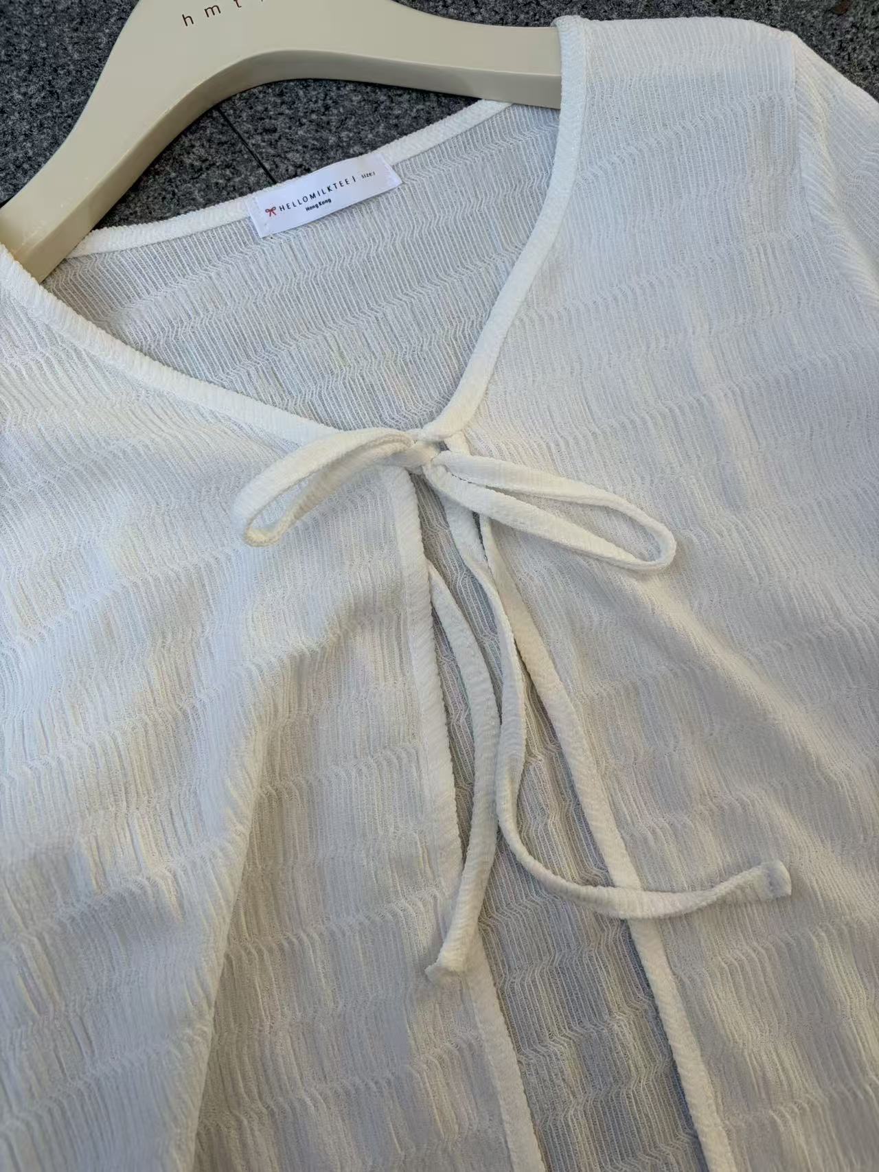 HELLO MILK TEE- 87039 綁帶開衫