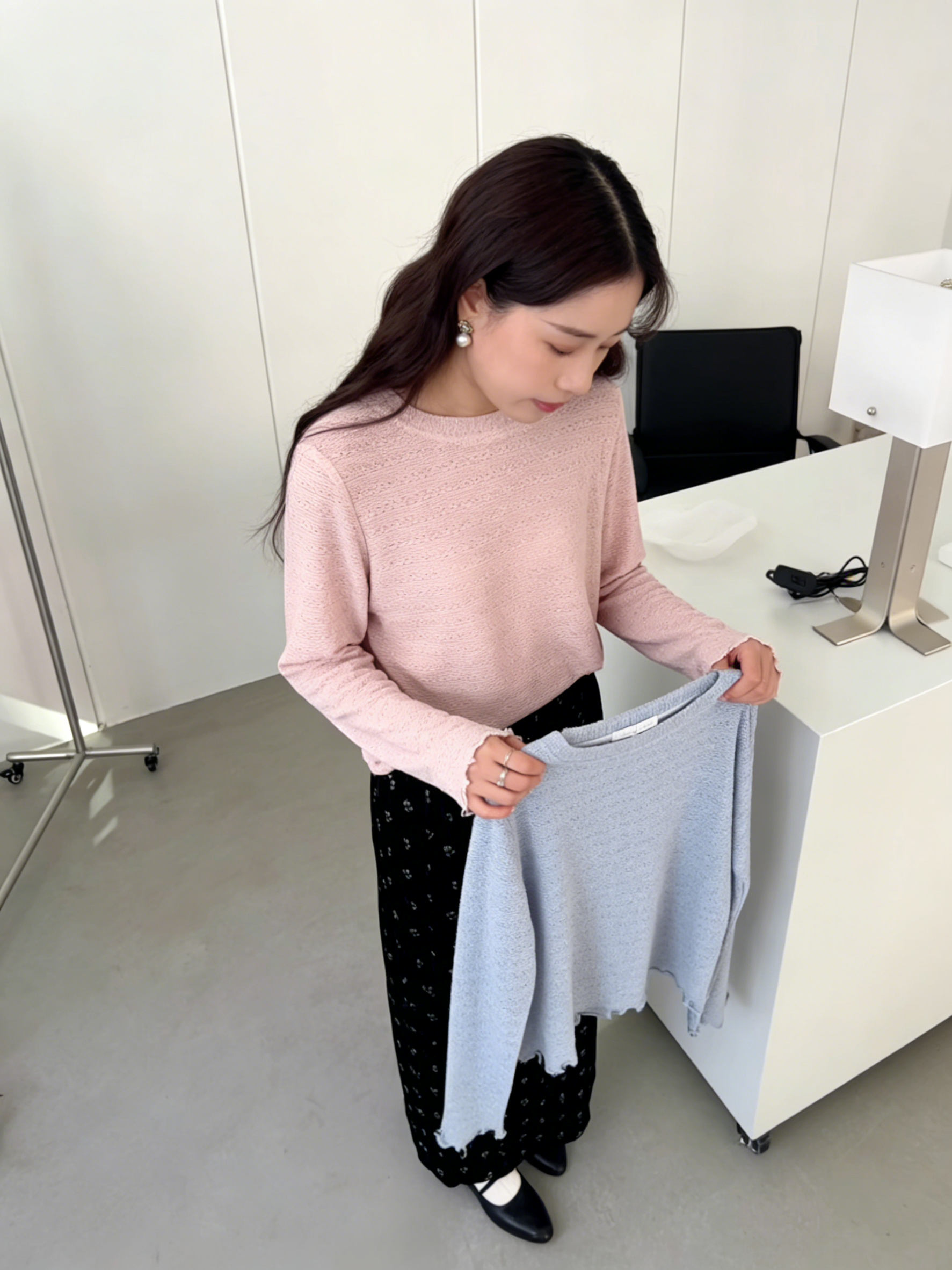 HELLO MILK TEE- 85934 圓領長袖衫