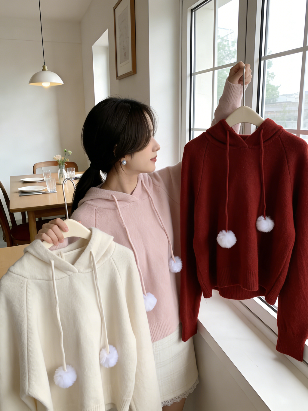 HELLO MILK TEE- 85878 連帽針織衫