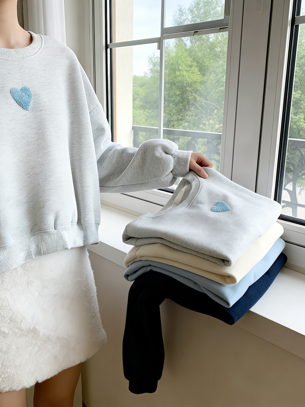 HELLO MILK TEE- 85883 愛心加絨衛衣