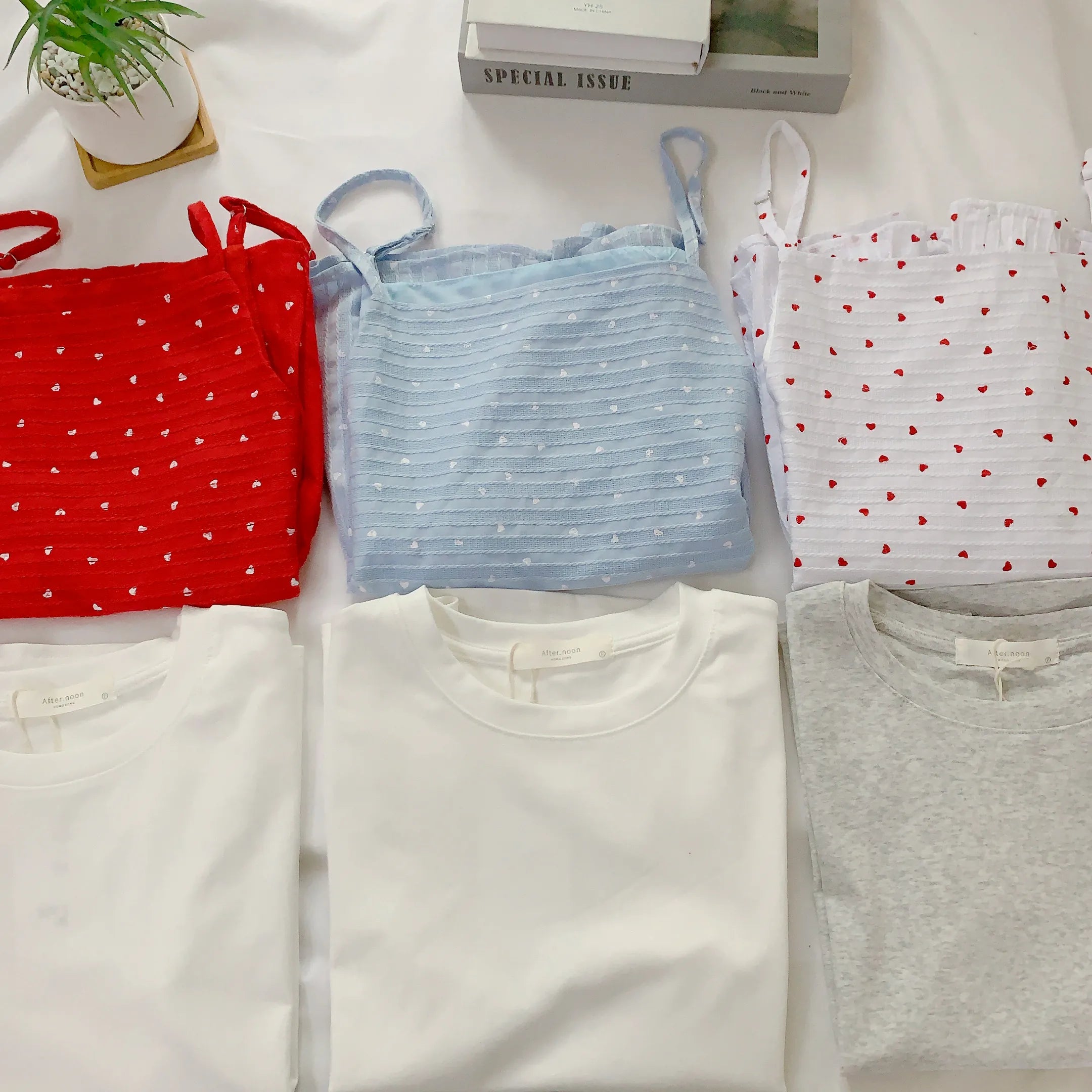 HELLO MILK TEE- 84855 吊帶套裝