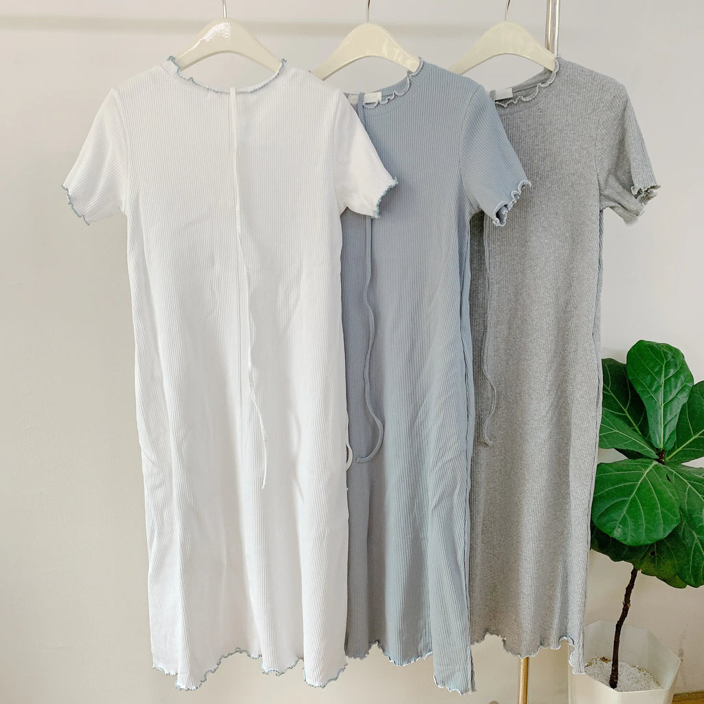 HELLO MILK TEE- 85077簡約連衣裙