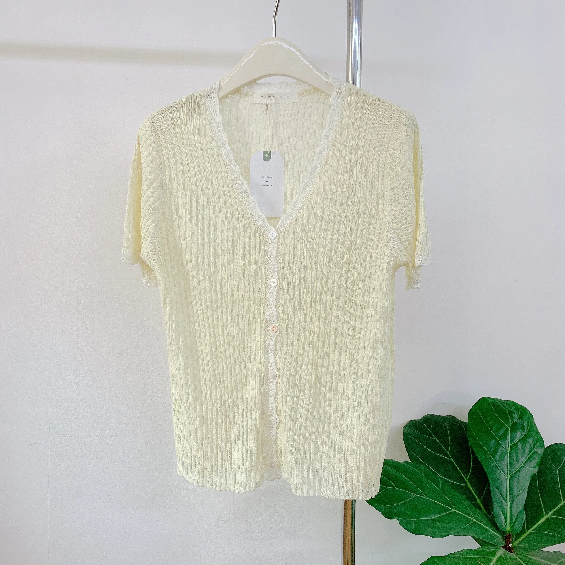 HELLO MILK TEE- 85096 拼接小衫