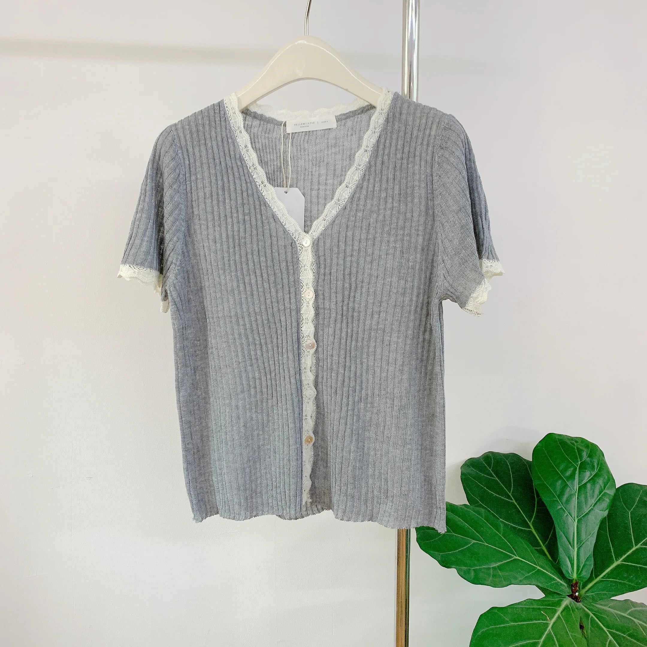 HELLO MILK TEE- 85096 拼接小衫