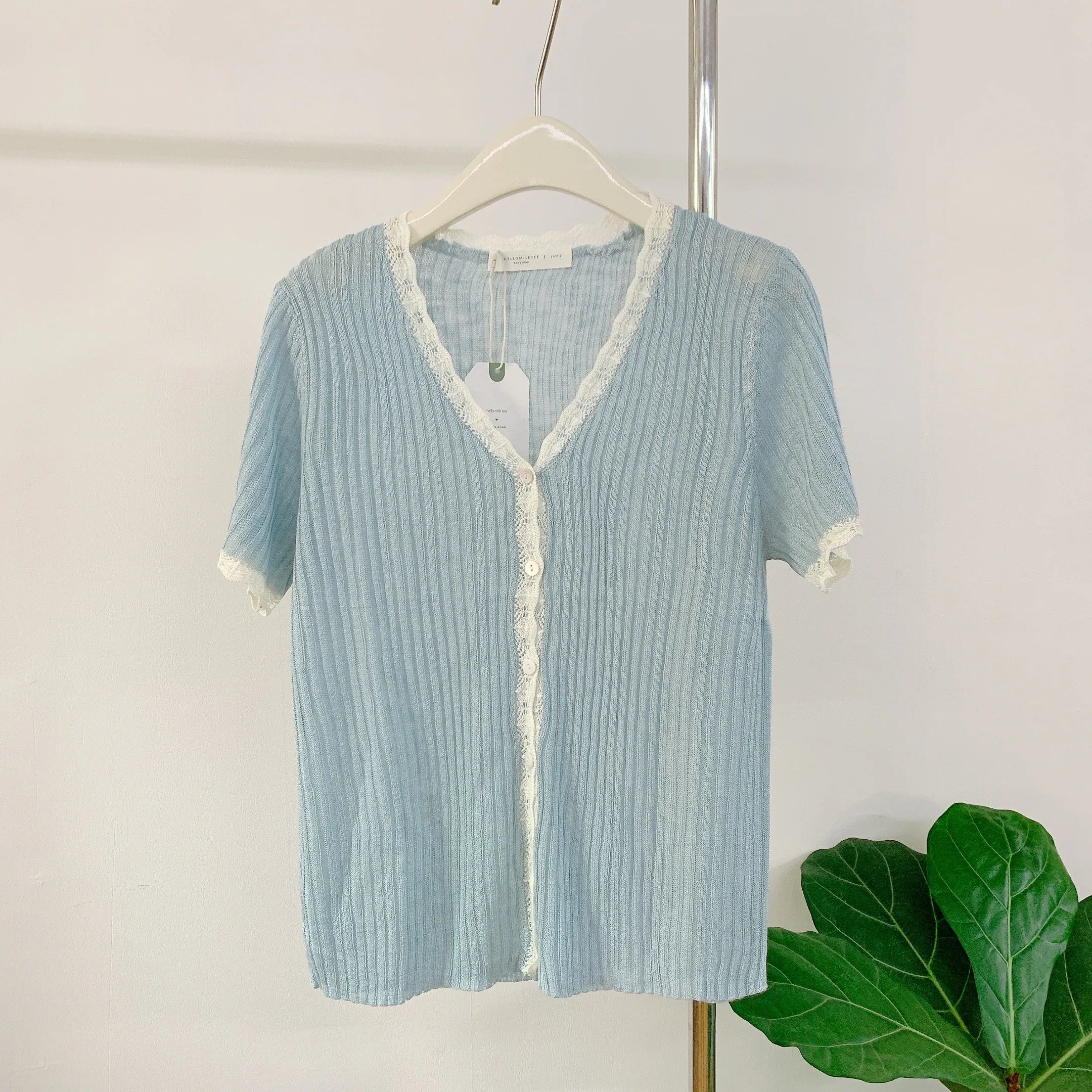 HELLO MILK TEE- 85096 拼接小衫