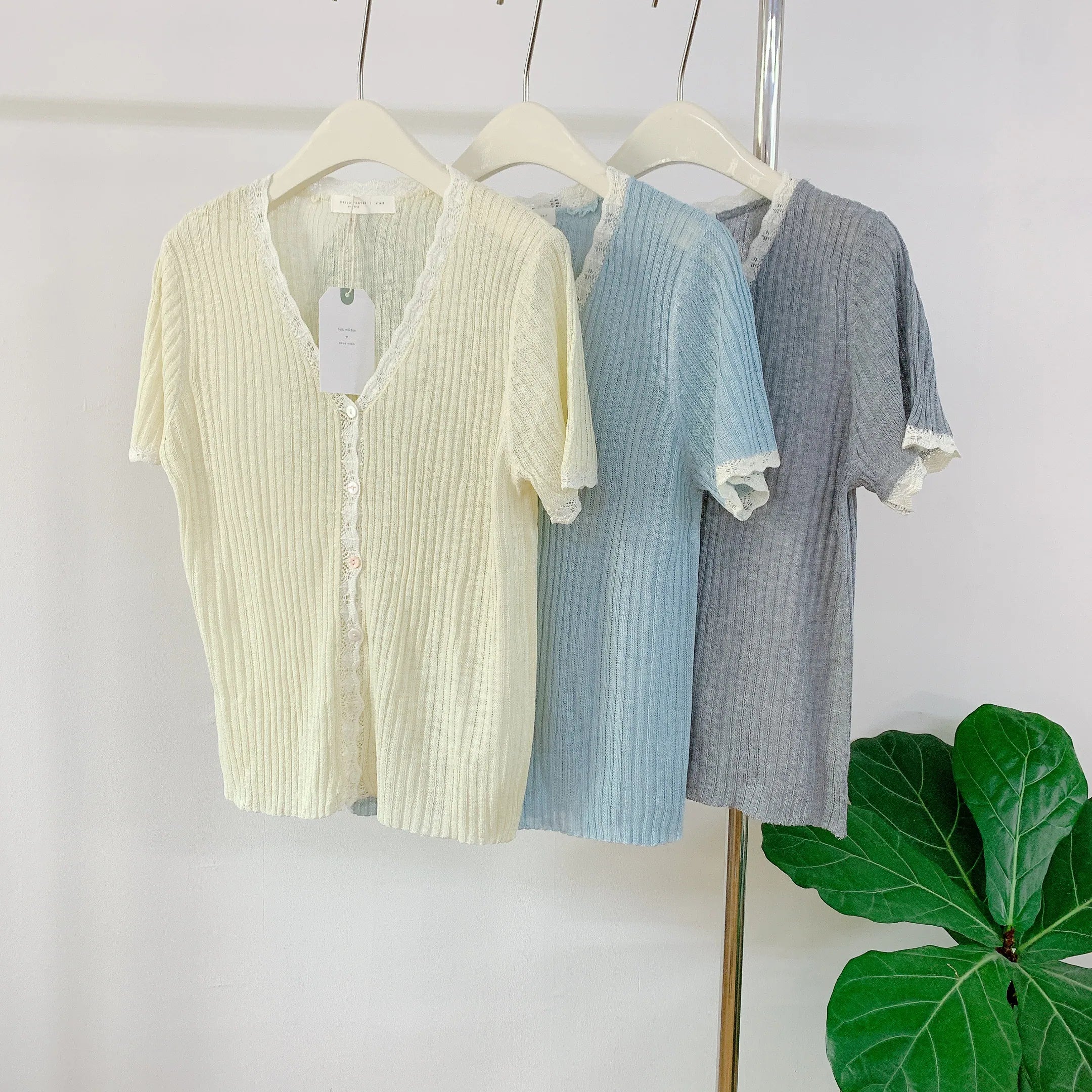 HELLO MILK TEE- 85096 拼接小衫