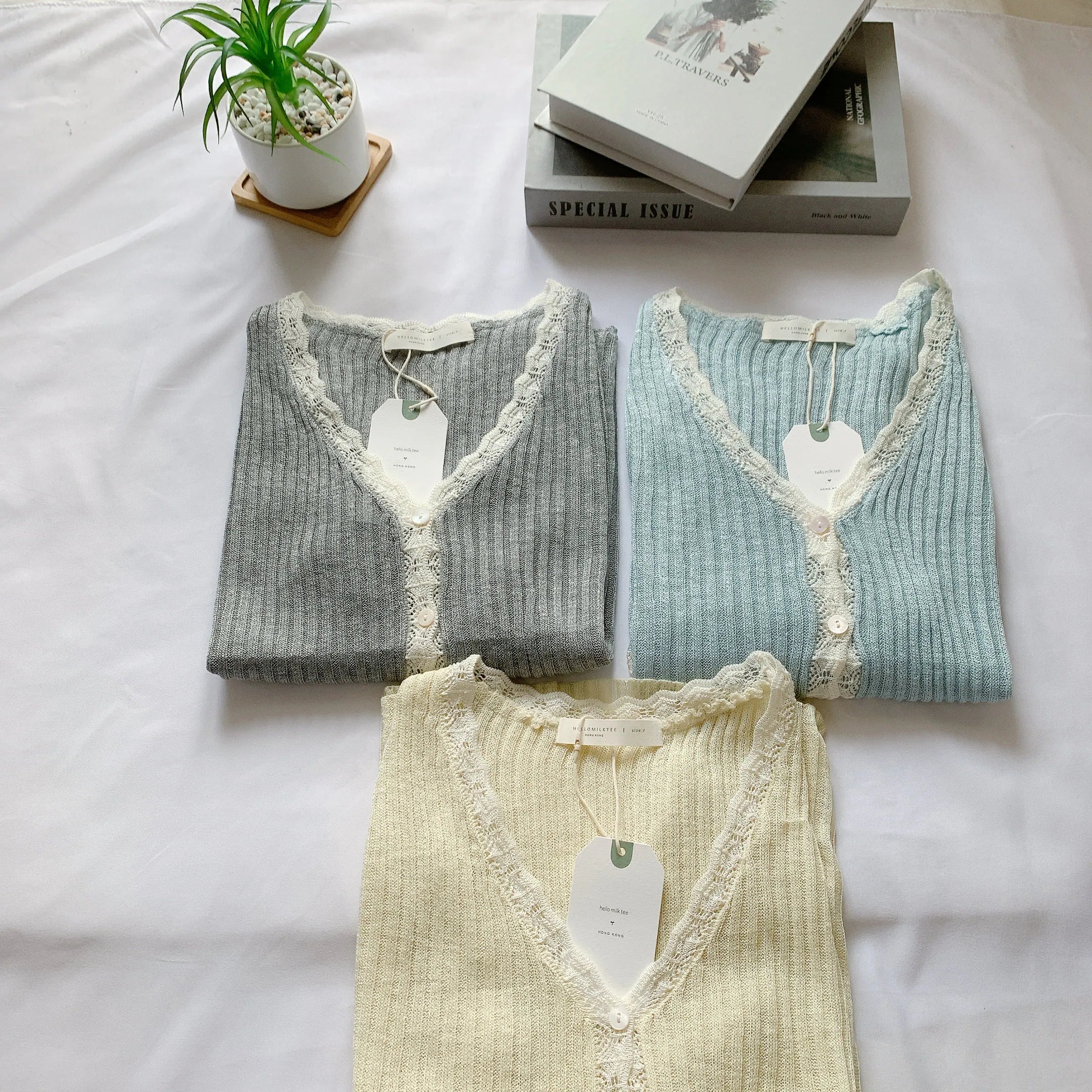 HELLO MILK TEE- 85096 拼接小衫