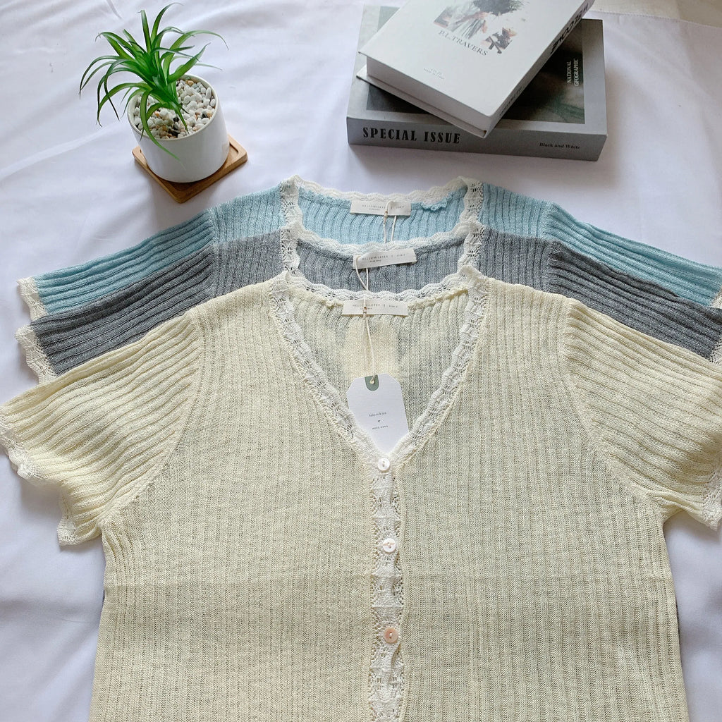 HELLO MILK TEE- 85096 拼接小衫