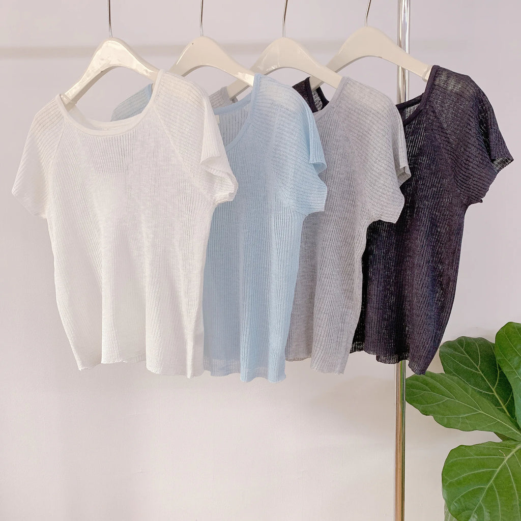 HELLO MILK TEE- 85105 坑條上衣