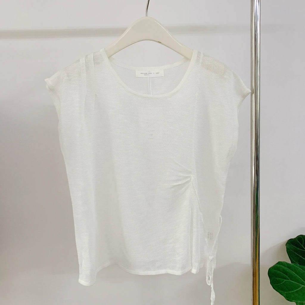 HELLO MILK TEE- 85107 質感綁繩衫