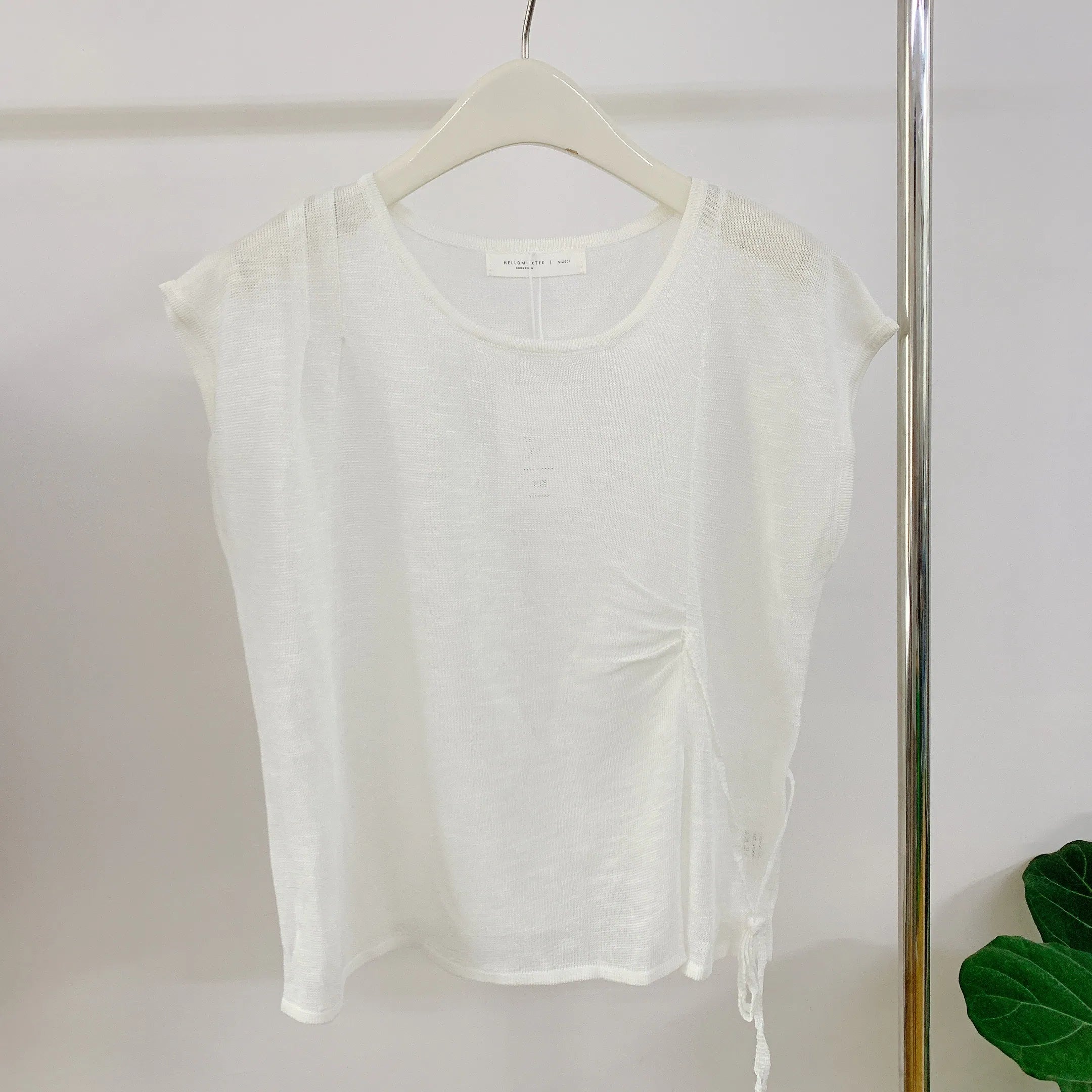 HELLO MILK TEE- 85107 質感綁繩衫