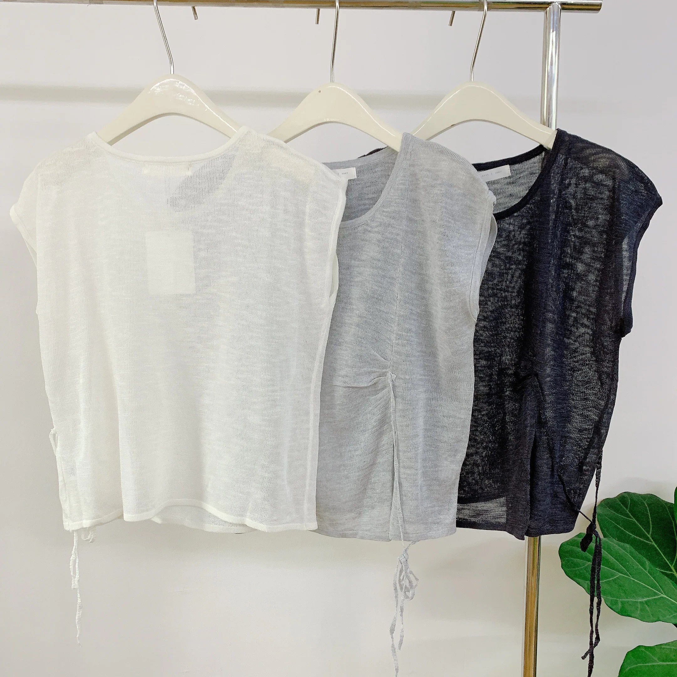 HELLO MILK TEE- 85107 質感綁繩衫