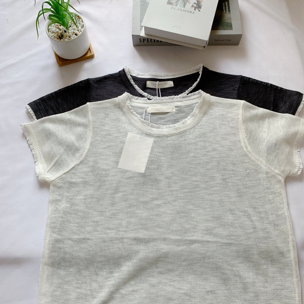 HELLO MILK TEE- 85110 簡約花邊衫