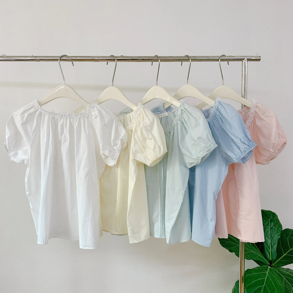 HELLO MILK TEE- 85193 拼接蕾絲衫