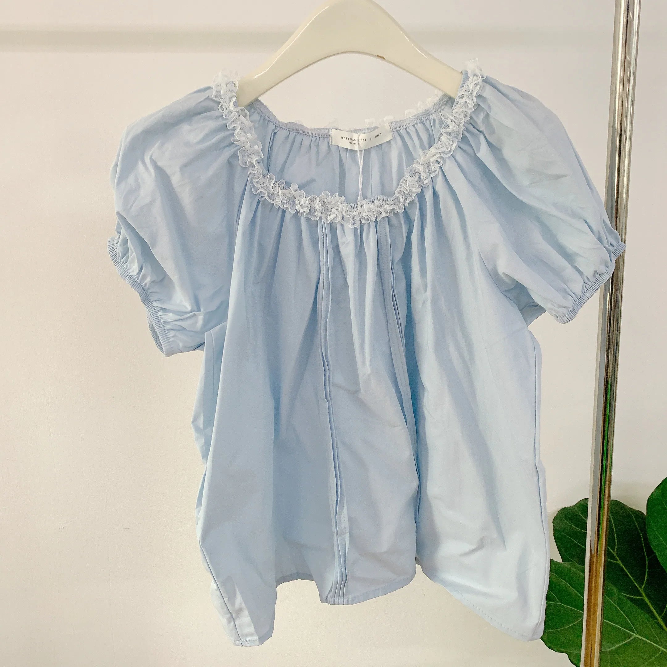 HELLO MILK TEE- 85193 拼接蕾絲衫