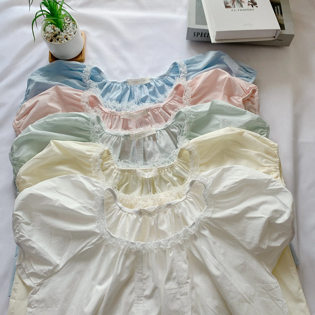 HELLO MILK TEE- 85193 拼接蕾絲衫