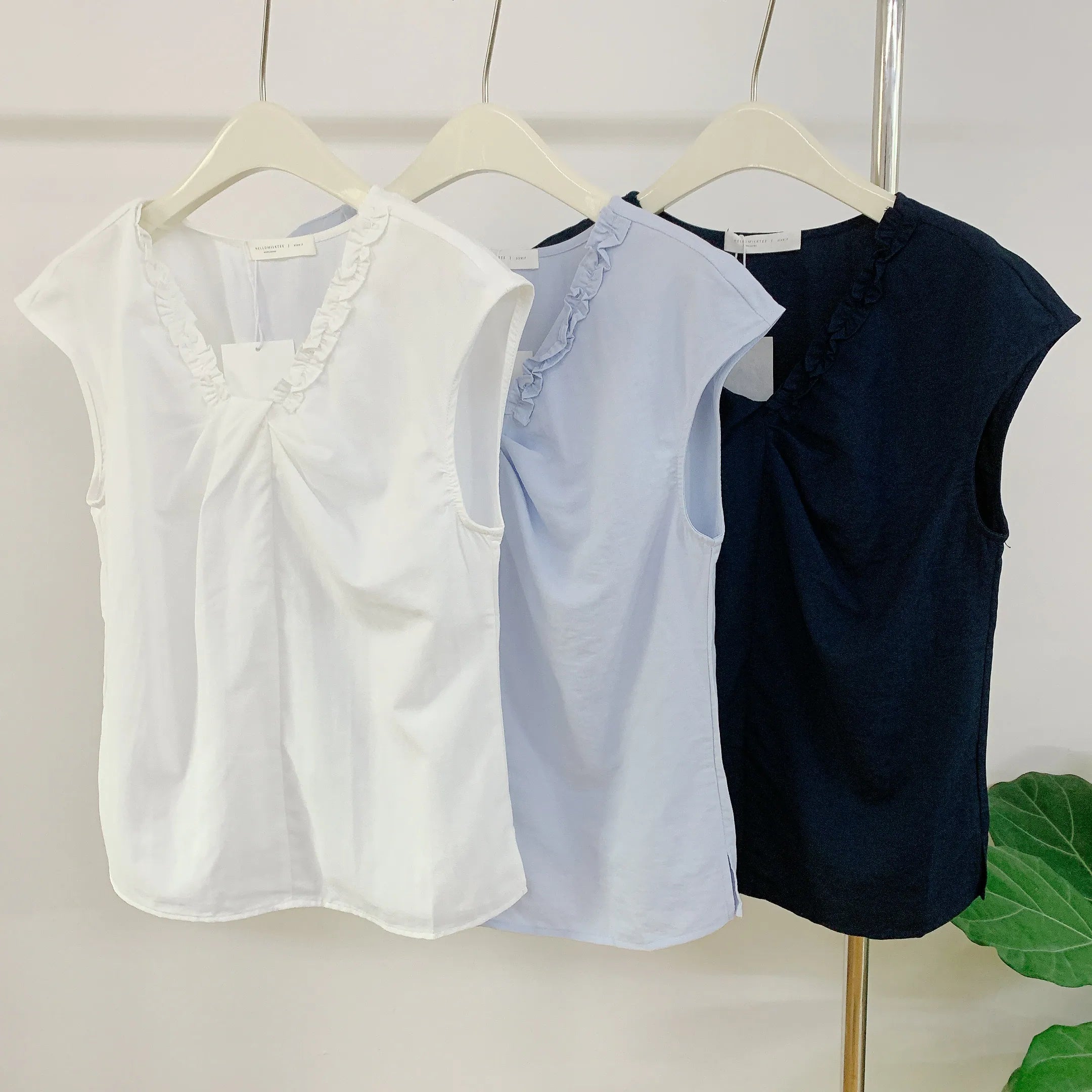 HELLO MILK TEE-85201 花邊領上衣