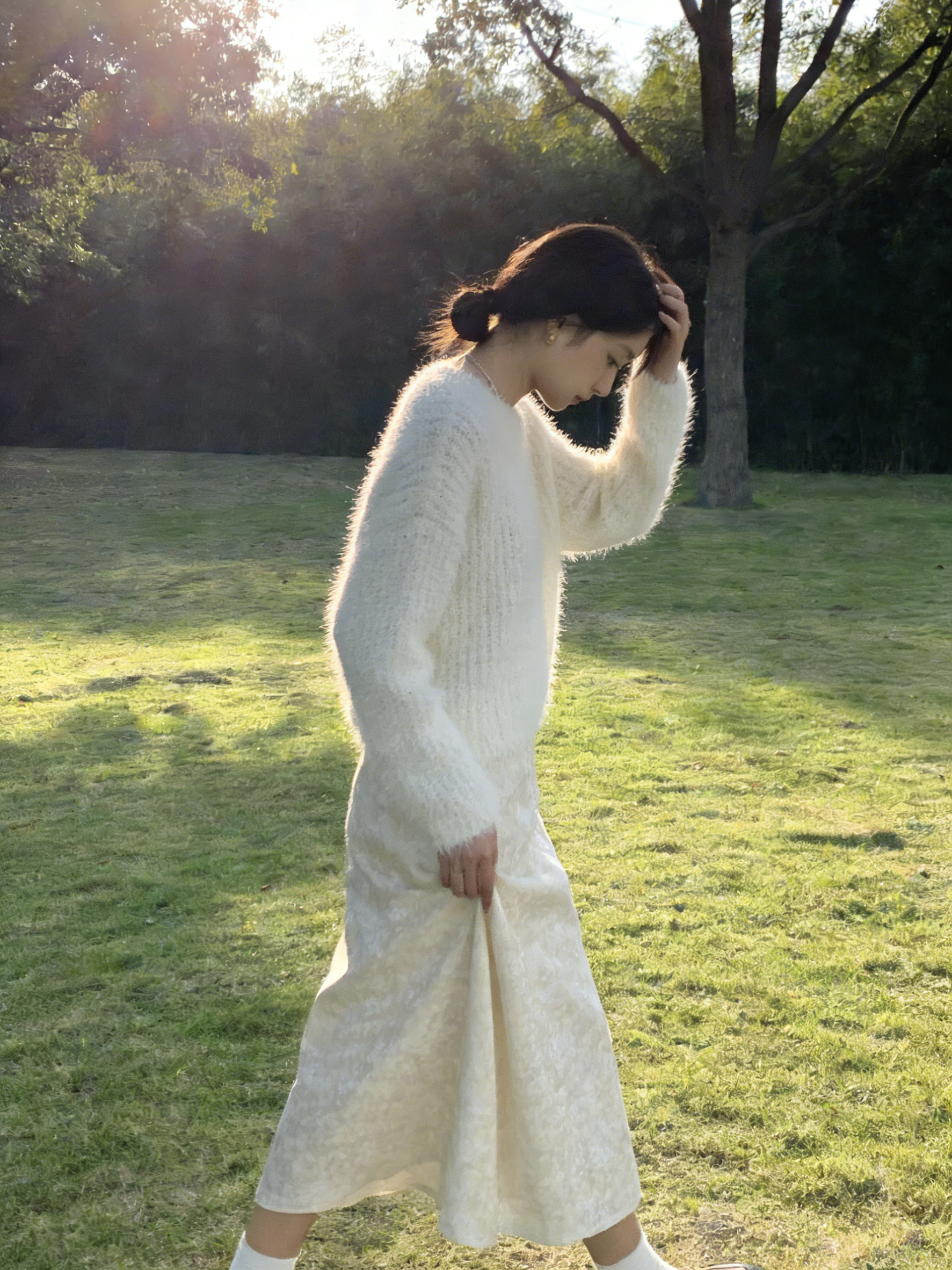 HELLO MILK TEE- 85758 絲絨半裙