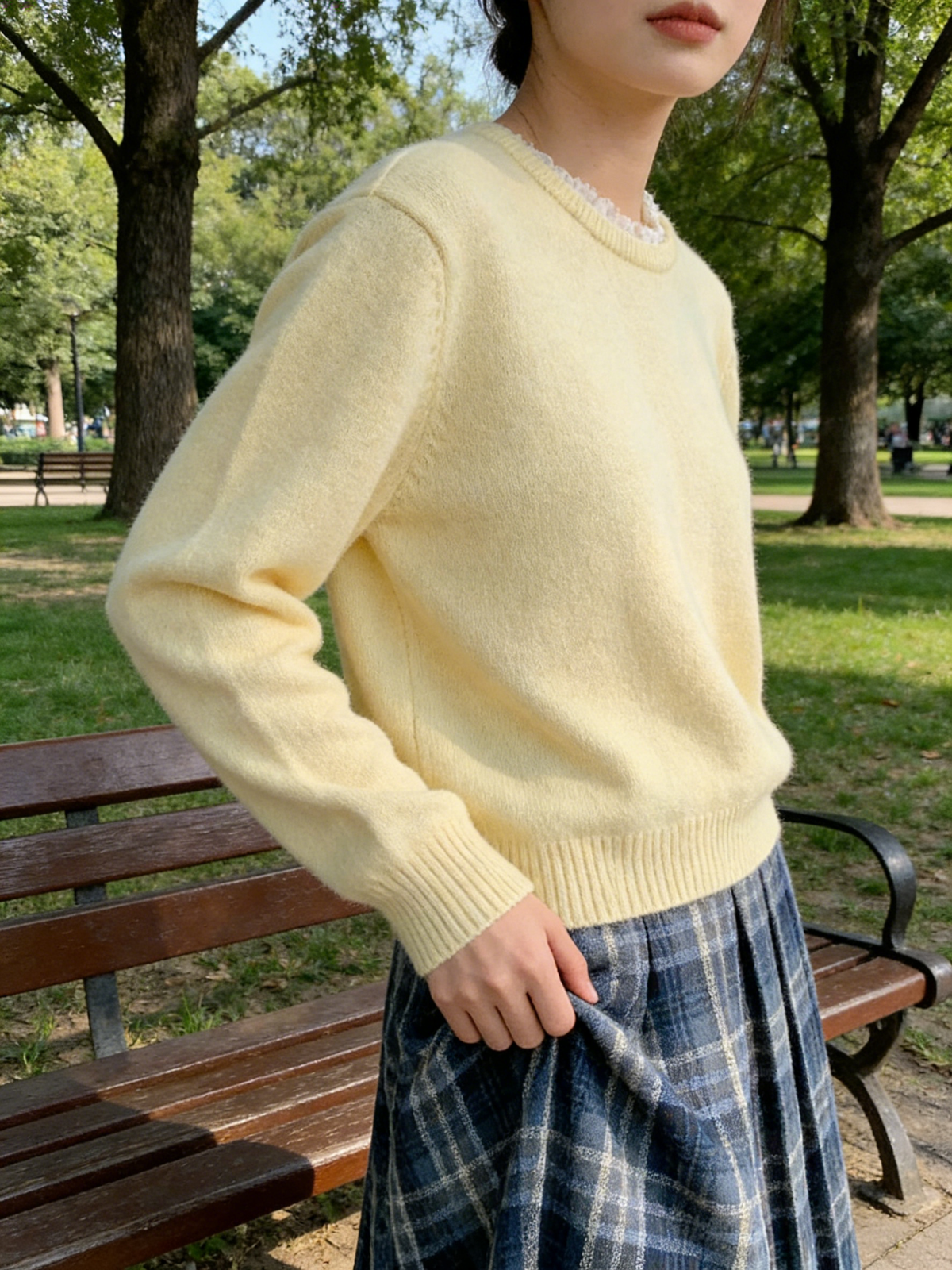 HELLO MILK TEE- 85849 拼接花邊杉