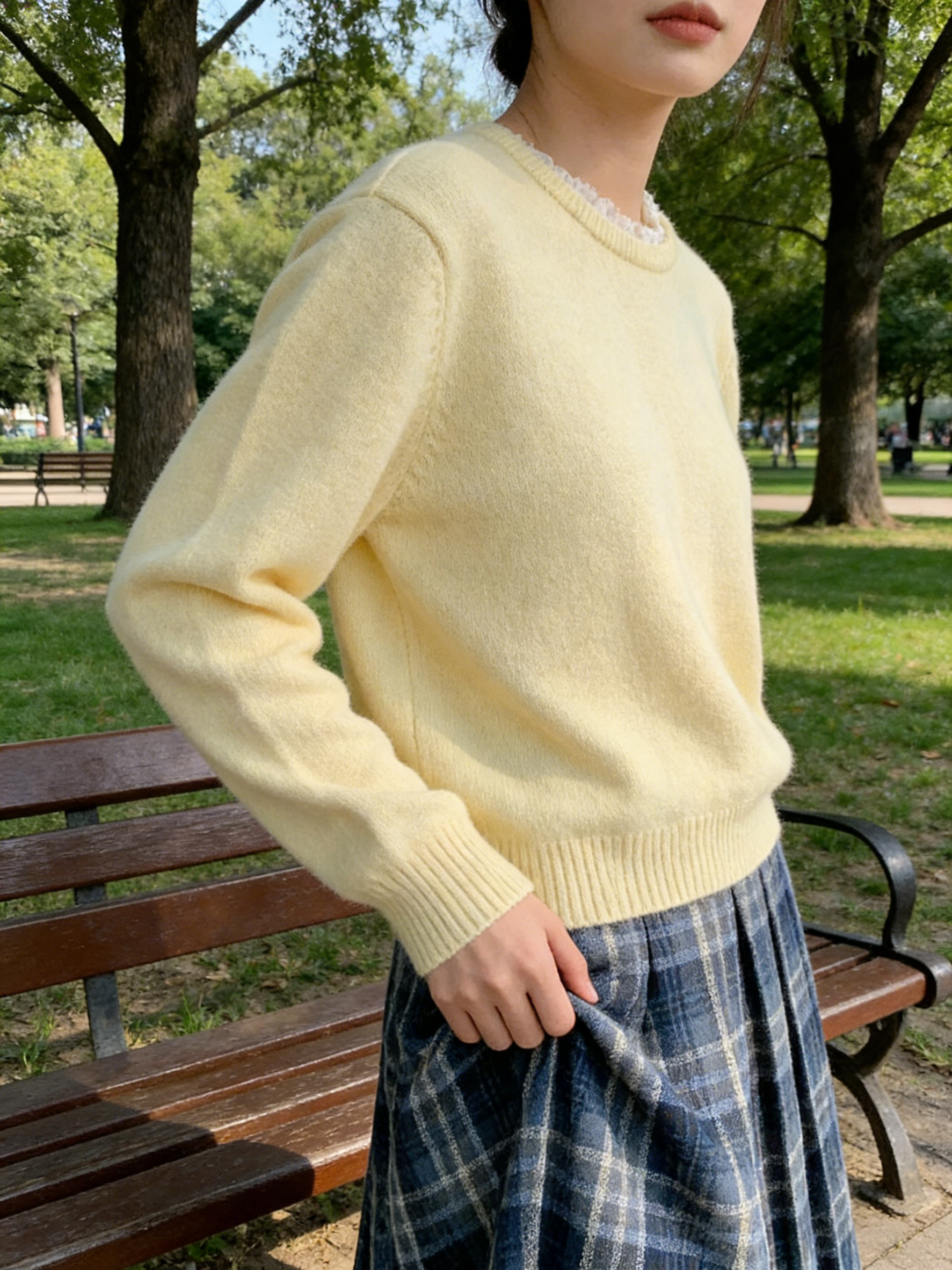 HELLO MILK TEE- 85849 拼接花邊杉