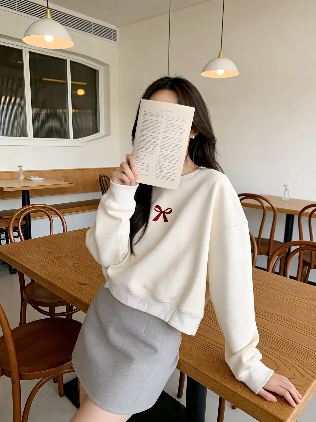 HELLO MILK TEE- 85882 蝴蝶結衛衣