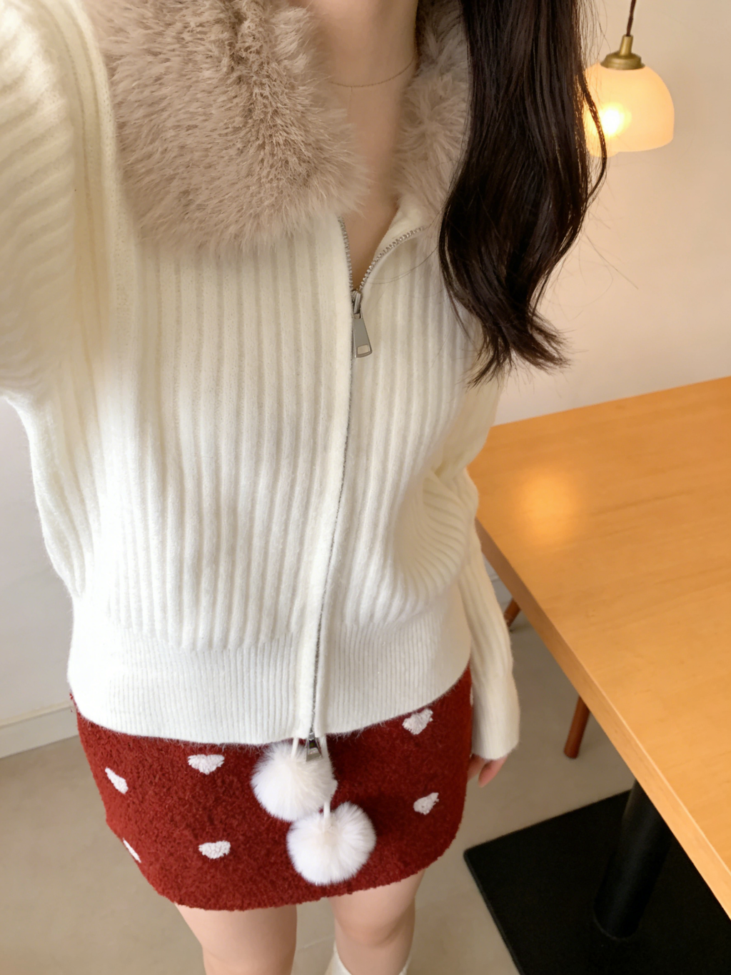 HELLO MILK TEE-85890 毛領上衣