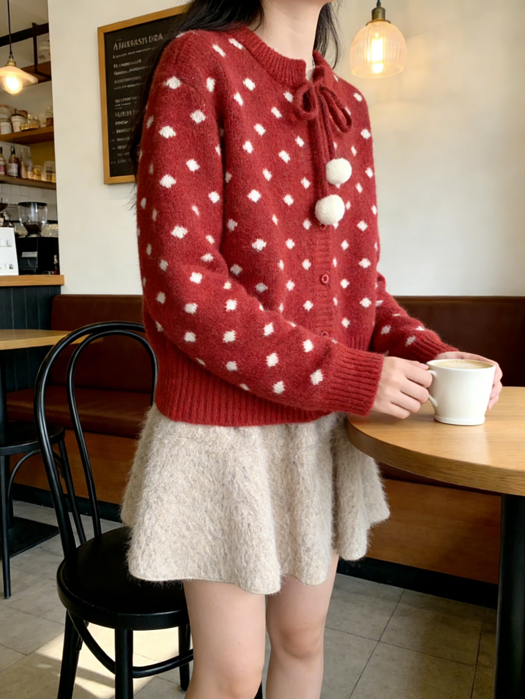 HELLO MILK TEE- 85897 波點開衫