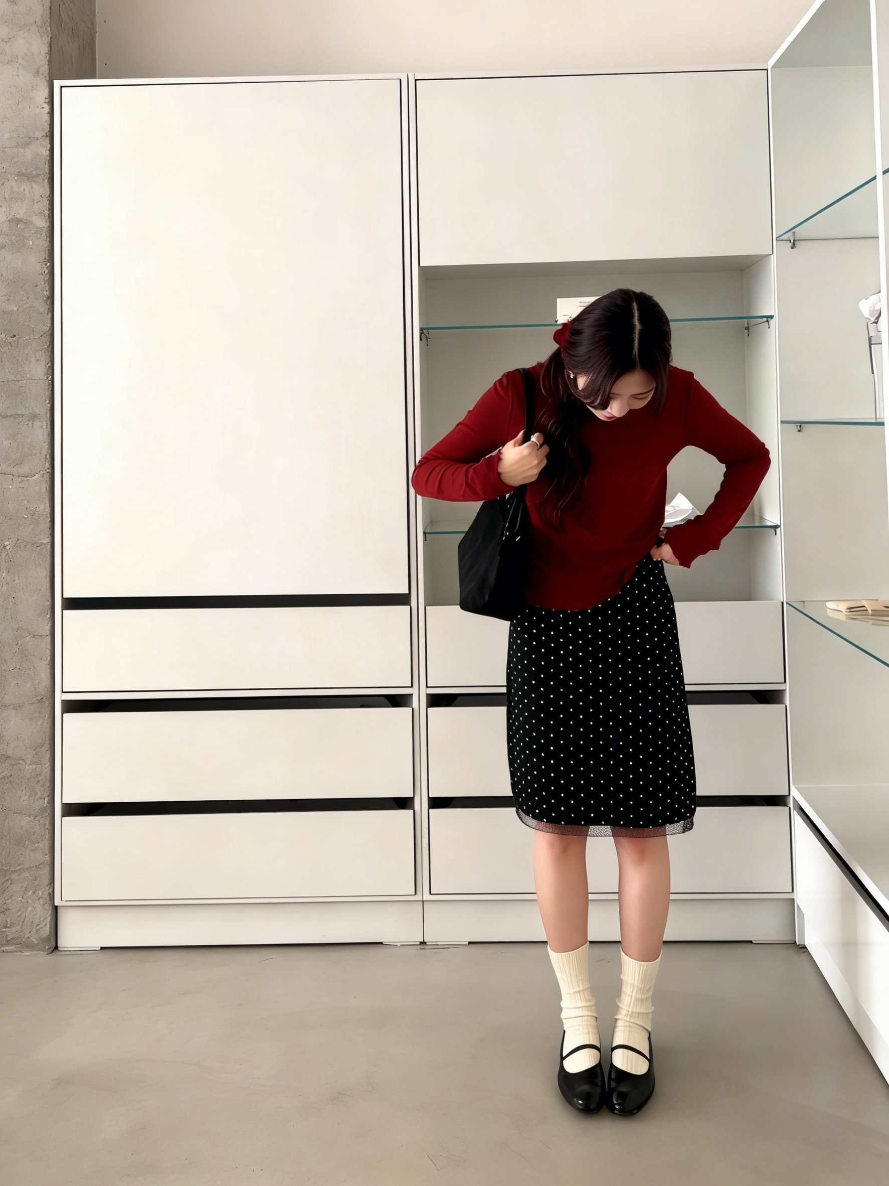 HELLO MILK TEE- 85912 波點中裙