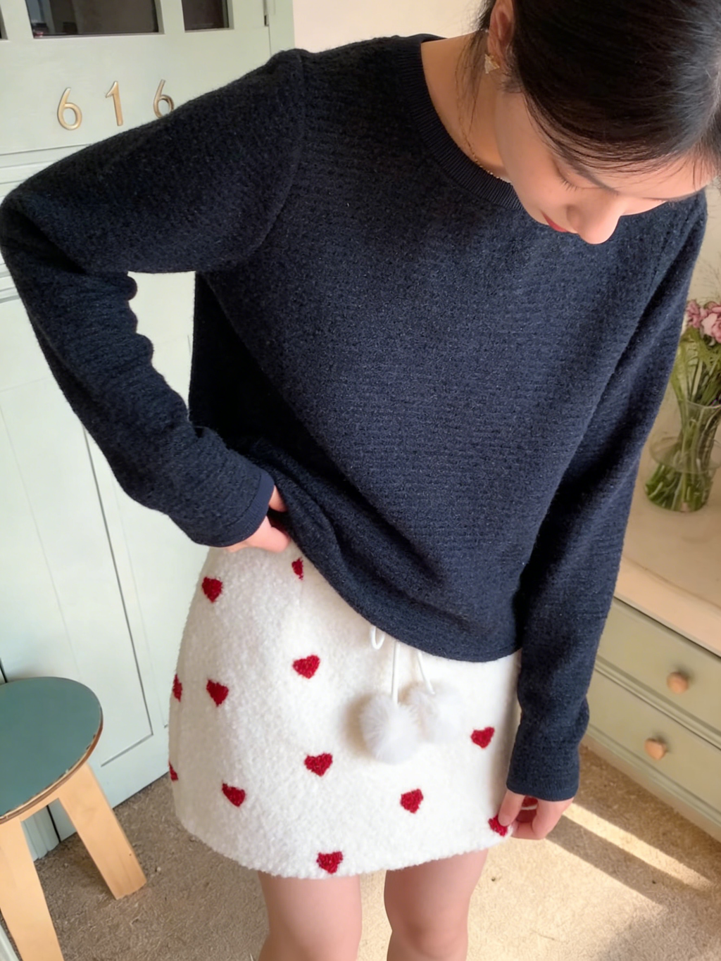 HELLO MILK TEE-85859 愛心短裙