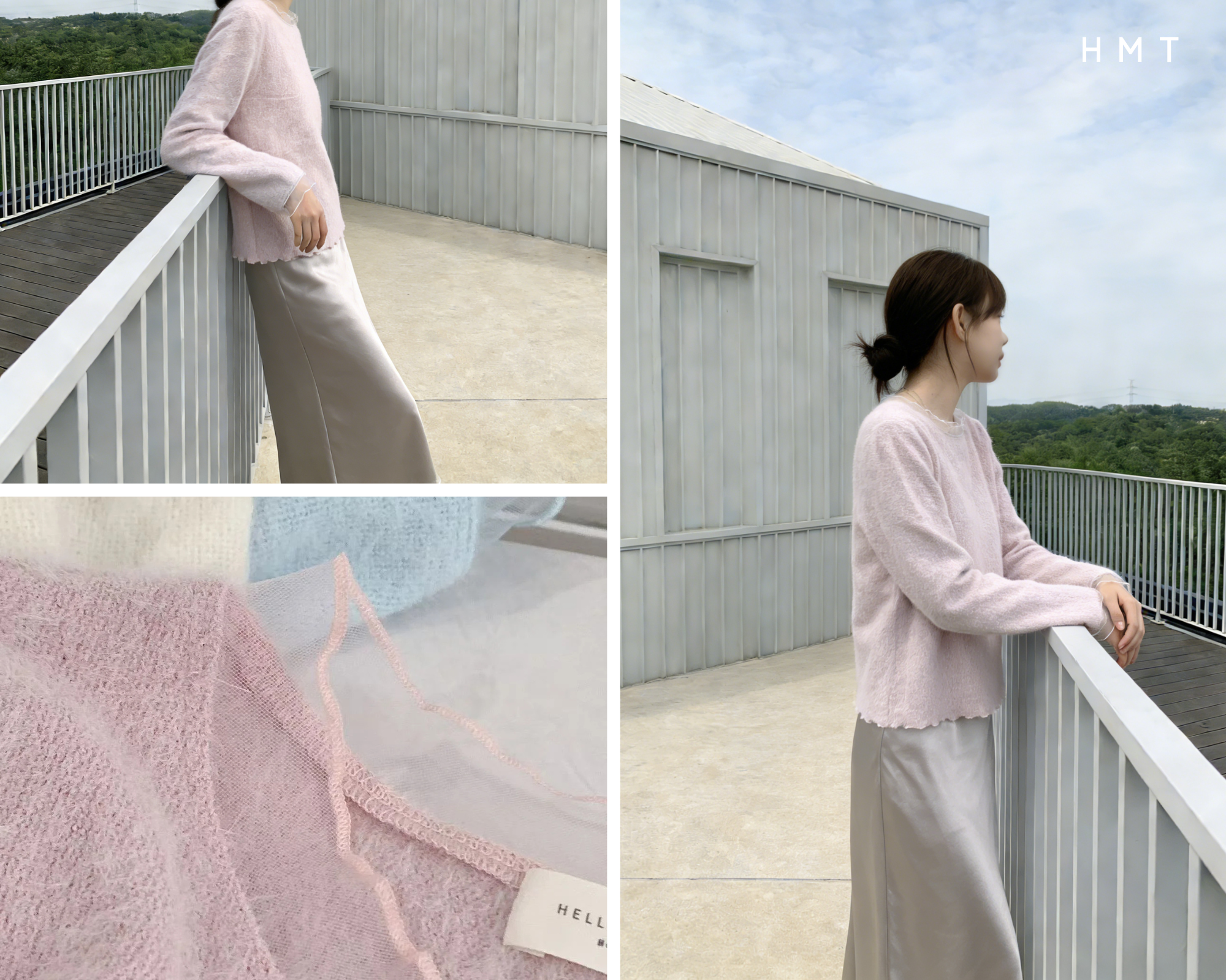 HELLO MILK TEE- 86004 拼接紗邊衫