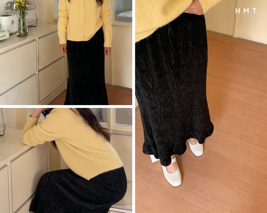 HELLO MILK TEE- 85955 絲絨魚尾裙